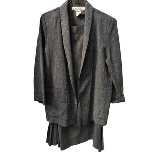 Vintage Pretense 80s 90s Ladies Size 5 Skirt Jacket Suit Grey Multicolor Flecks